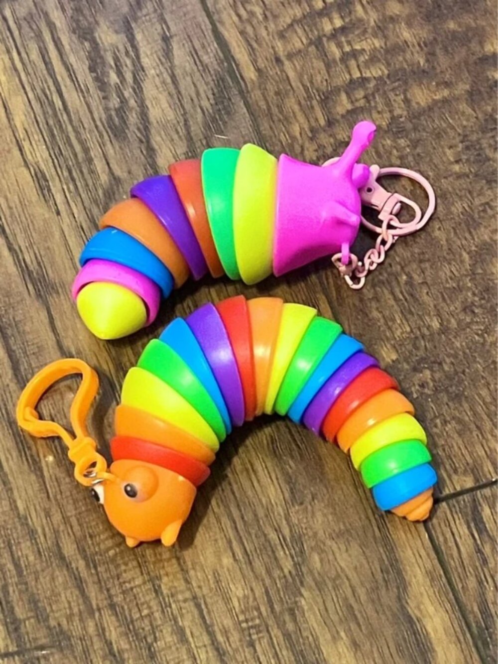 Rainbow Caterpillar Slug Charms Multicolor Bug Keychains Snail Fidget Toy Access